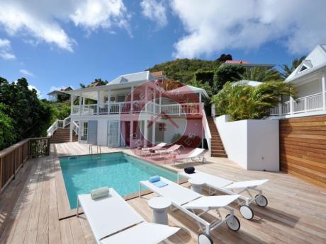 LOCATION VILLA ART 3CH - VUE LAGON TURQUOISE A FLAMANDS - SAINT BARTHELEMY 