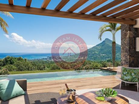LUXUEUSE VILLA VUE MER & MONTAGNE DANS LES HAUTEURS DE DOMAINE PALMYRE A RIVIERE NOIRE – ILE MAURICE