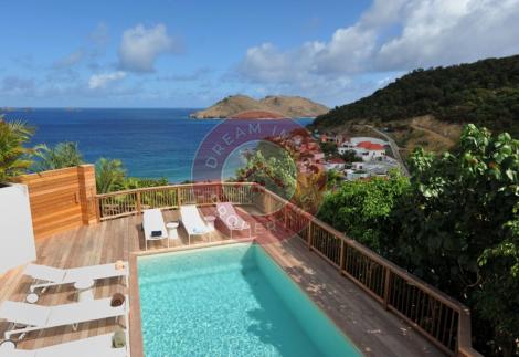 LOCATION VILLA ART 1CH - VUE LAGON TURQUOISE A FLAMANDS - SAINT BARTHELEMY 