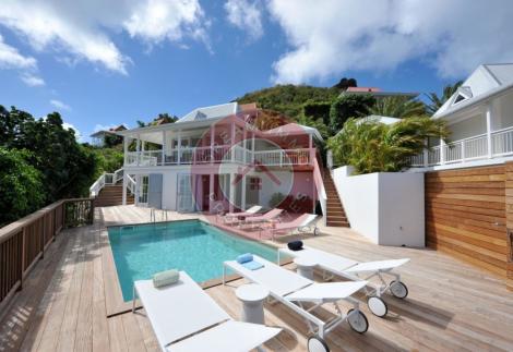 LOCATION VILLA ART 3CH - VUE LAGON TURQUOISE A FLAMANDS - SAINT BARTHELEMY 