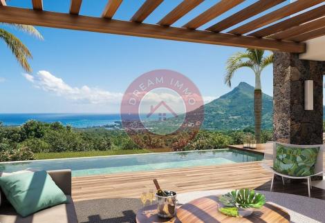 LUXUEUSE VILLA VUE MER & MONTAGNE DANS LES HAUTEURS DE DOMAINE PALMYRE A RIVIERE NOIRE – ILE MAURICE